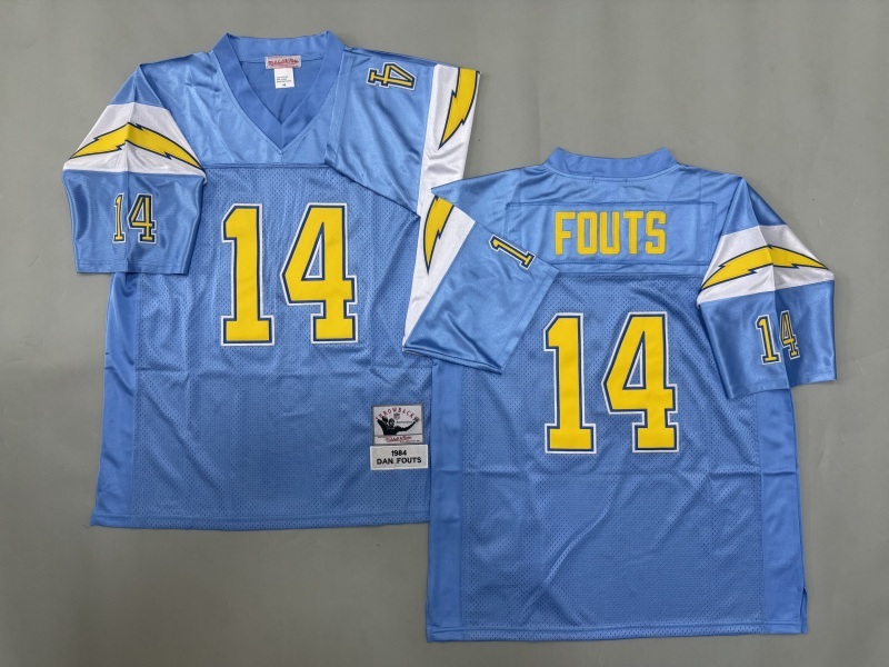 Men 2025 Los Angeles Chargers #14 Fouts Light blue Throwback Limited NFL Jersey style 001->los angeles chargers->NFL Jersey